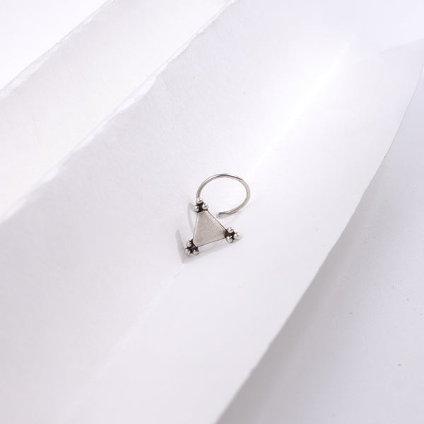 Geometric silver nose pin for women