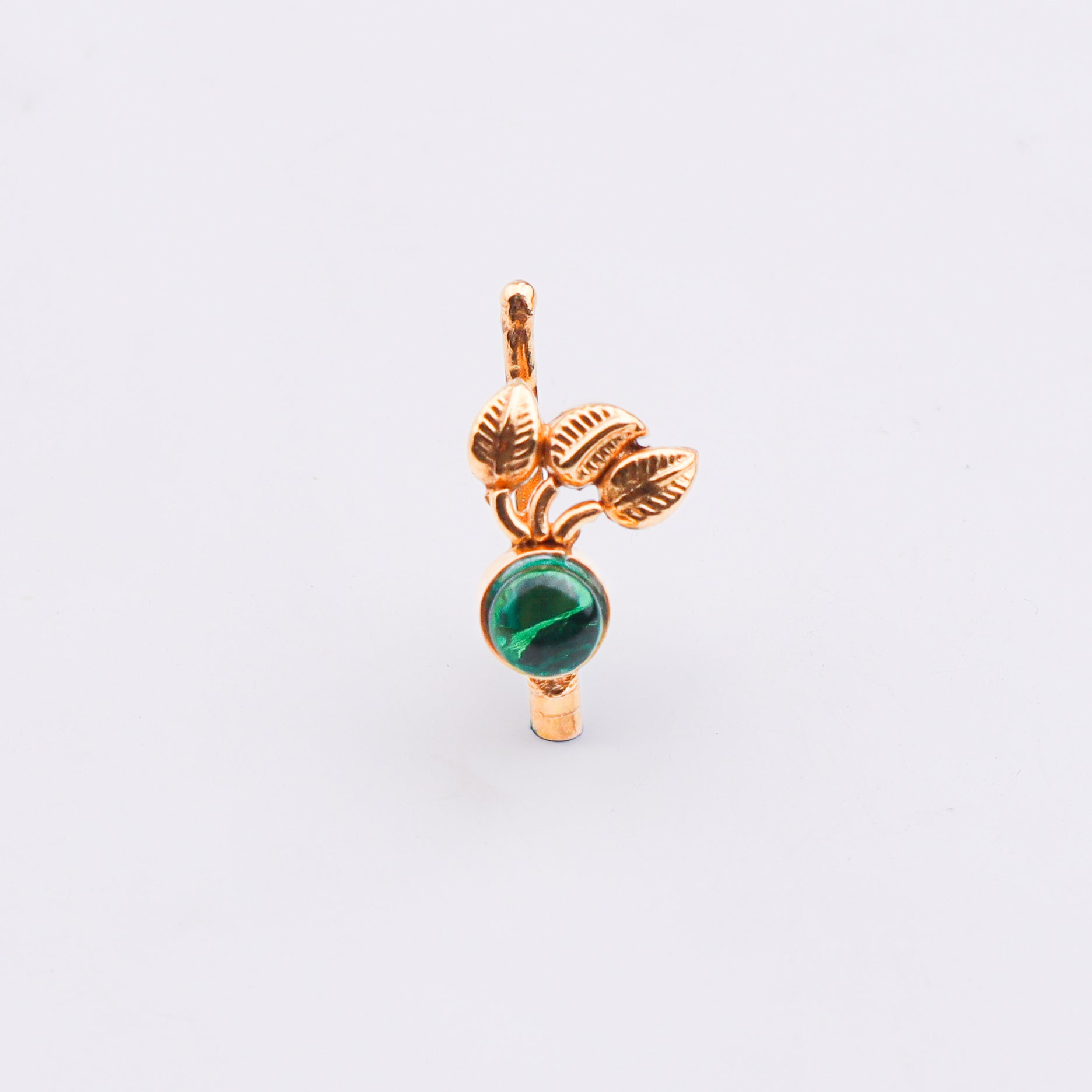 Green Petalfall Clip-On Nose Pin | 22K Gold-Plated (Large)