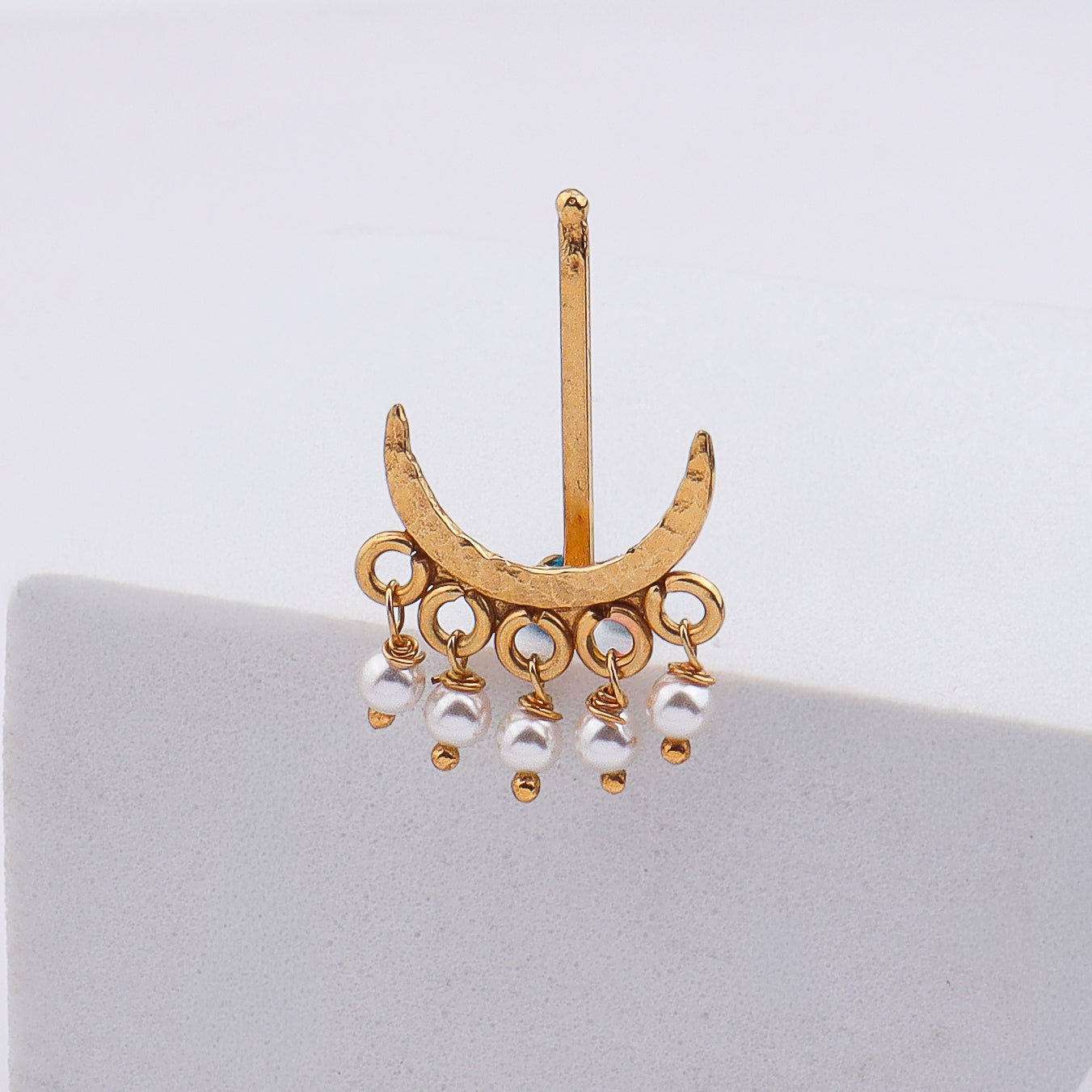 Hammered Chandrakor Clip-On Nose Pin | 22K Gold-Plated (Large)
