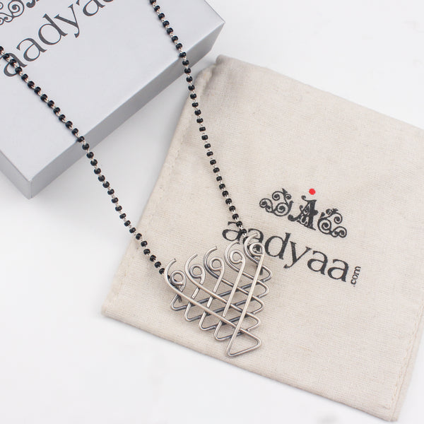 Silver Saraswati Mangalsutra (Medium Motif)