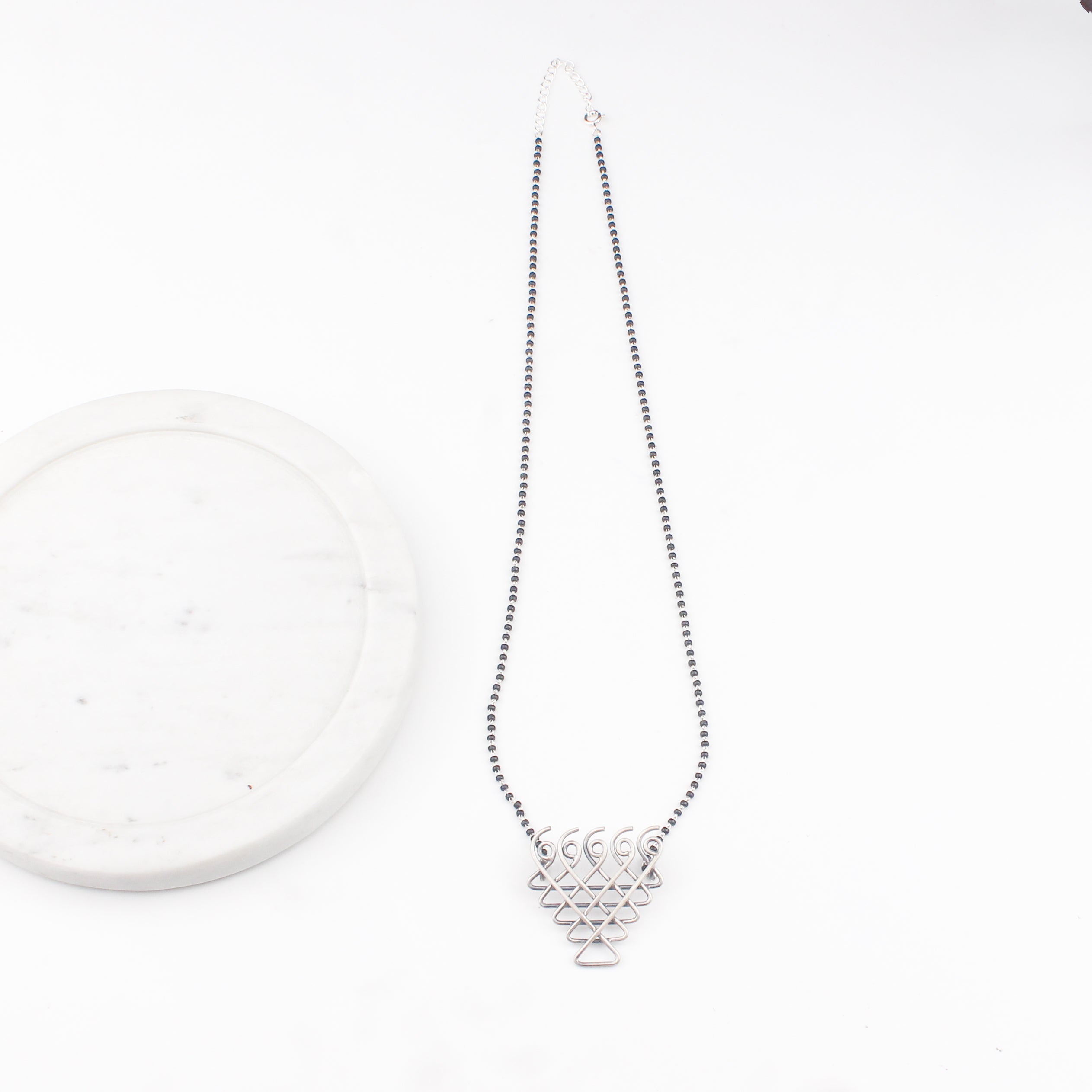 Silver Saraswati Mangalsutra (Medium Motif)