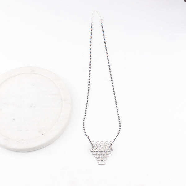 Silver Saraswati Mangalsutra (Medium Motif)