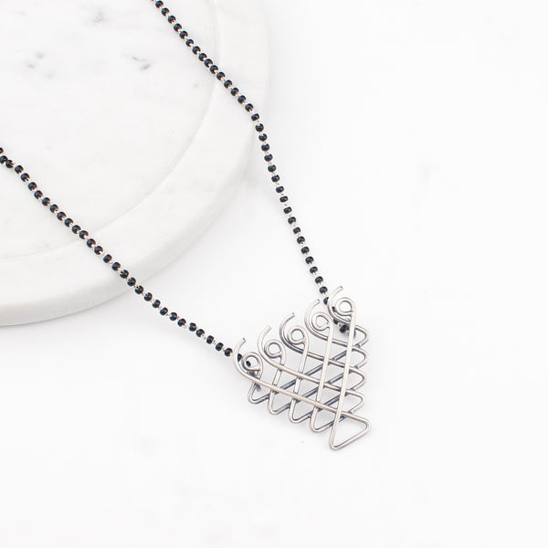 Silver Saraswati Mangalsutra (Medium Motif)