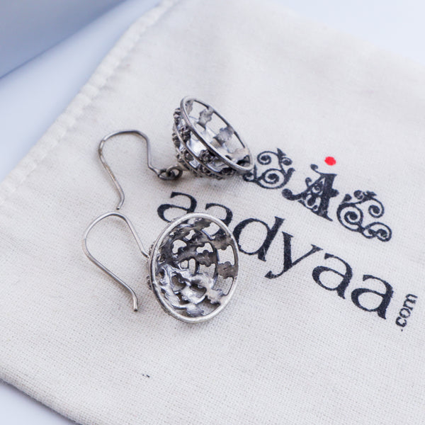 Silver Oxidized Jhumki