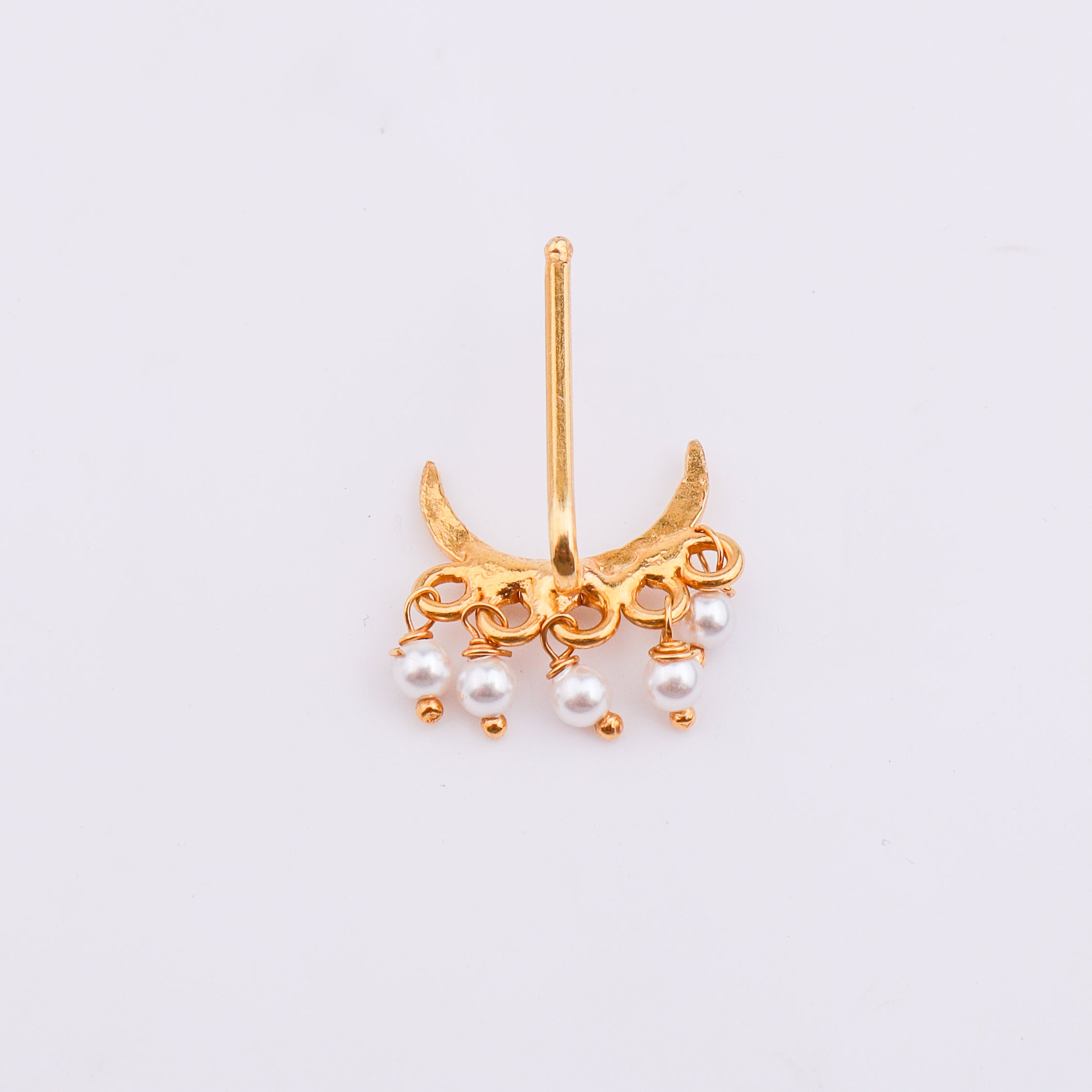 Hammered Chandrakor Clip-On Nose Pin | 22K Gold-Plated (Large)
