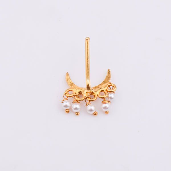 Hammered Chandrakor Clip-On Nose Pin | 22K Gold-Plated (Large)