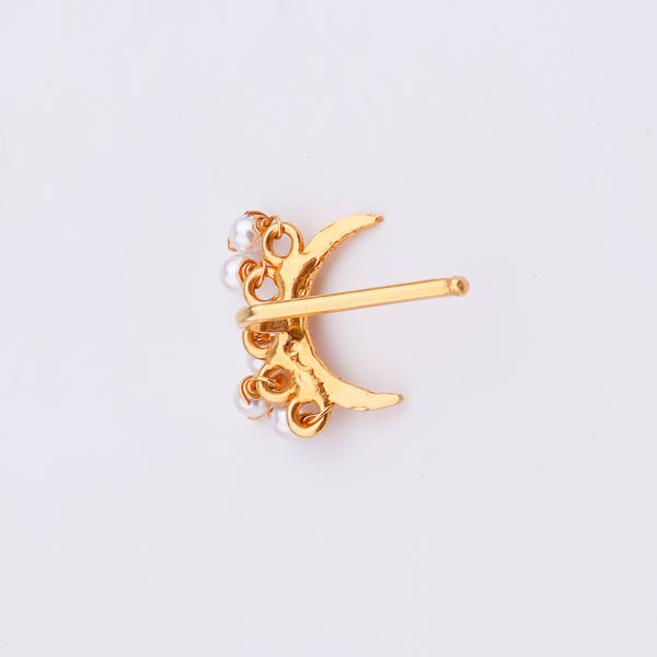 Hammered Chandrakor Clip-On Nose Pin | 22K Gold-Plated (Large)