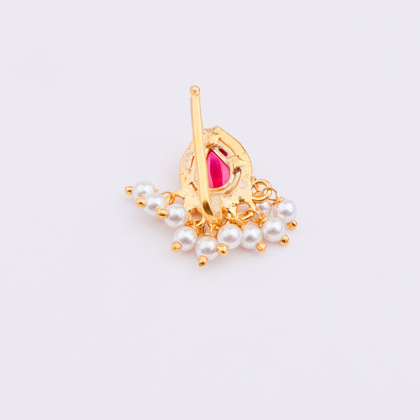 Pink Drop Clip-On Nose Pin | 22K Gold-Plated (Large)