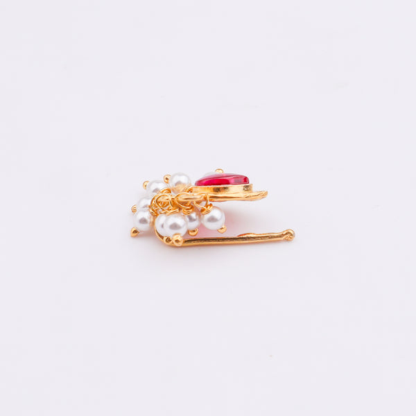 Pink Drop Clip-On Nose Pin | 22K Gold-Plated (Large)