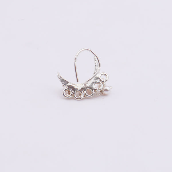 Silver Hammered Chandrakor Pierced Nose Pin (Large)