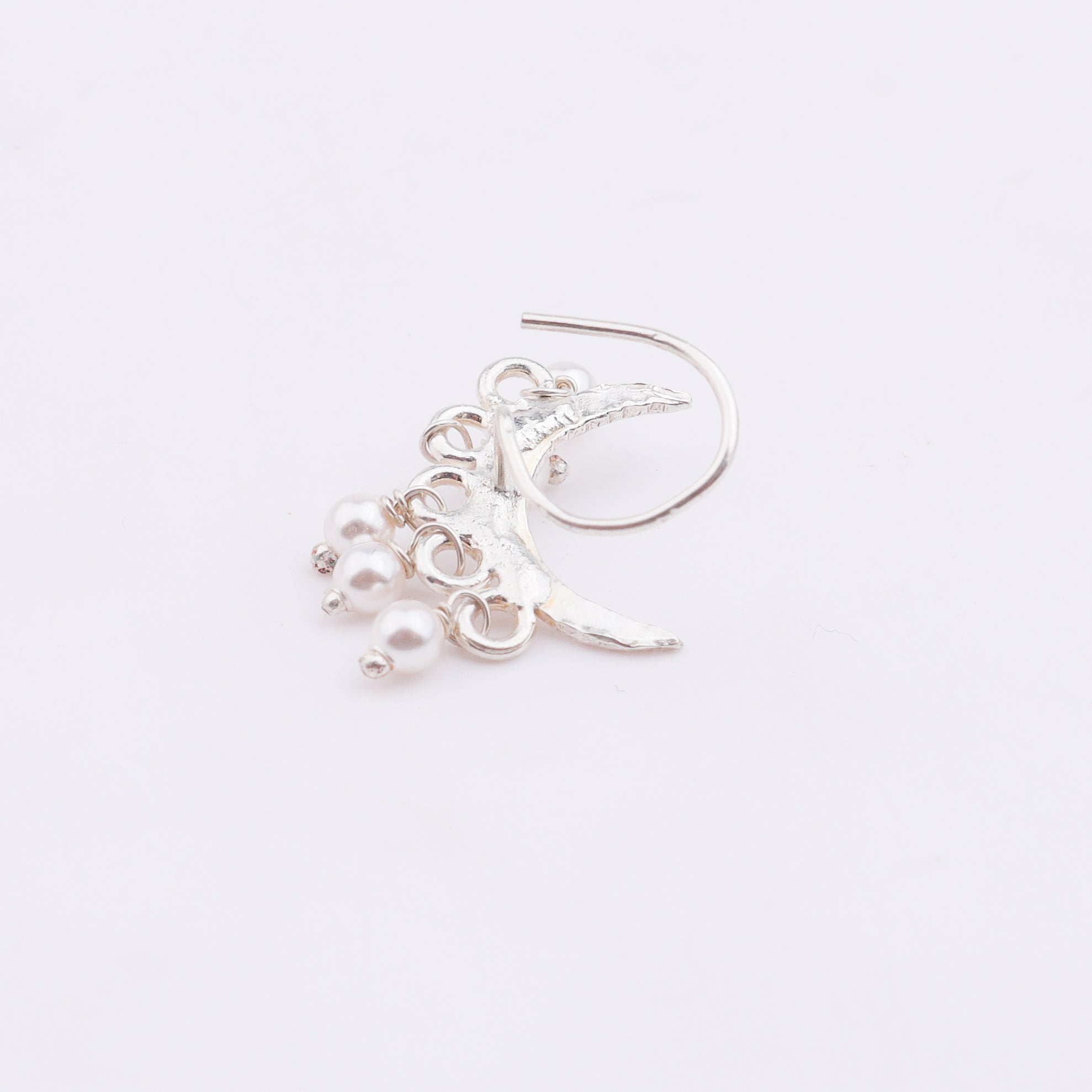 Silver Hammered Chandrakor Pierced Nose Pin (Large)