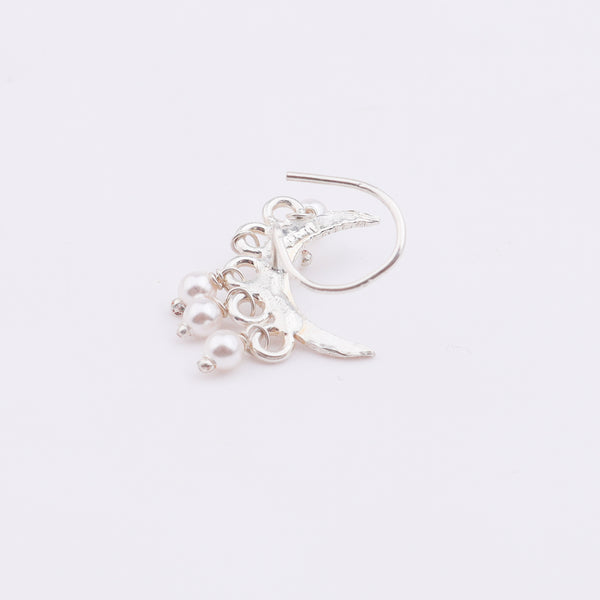 Silver Hammered Chandrakor Pierced Nose Pin (Large)