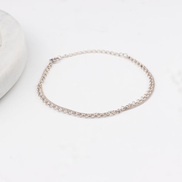 Silver Chain Double Layer Bracelet