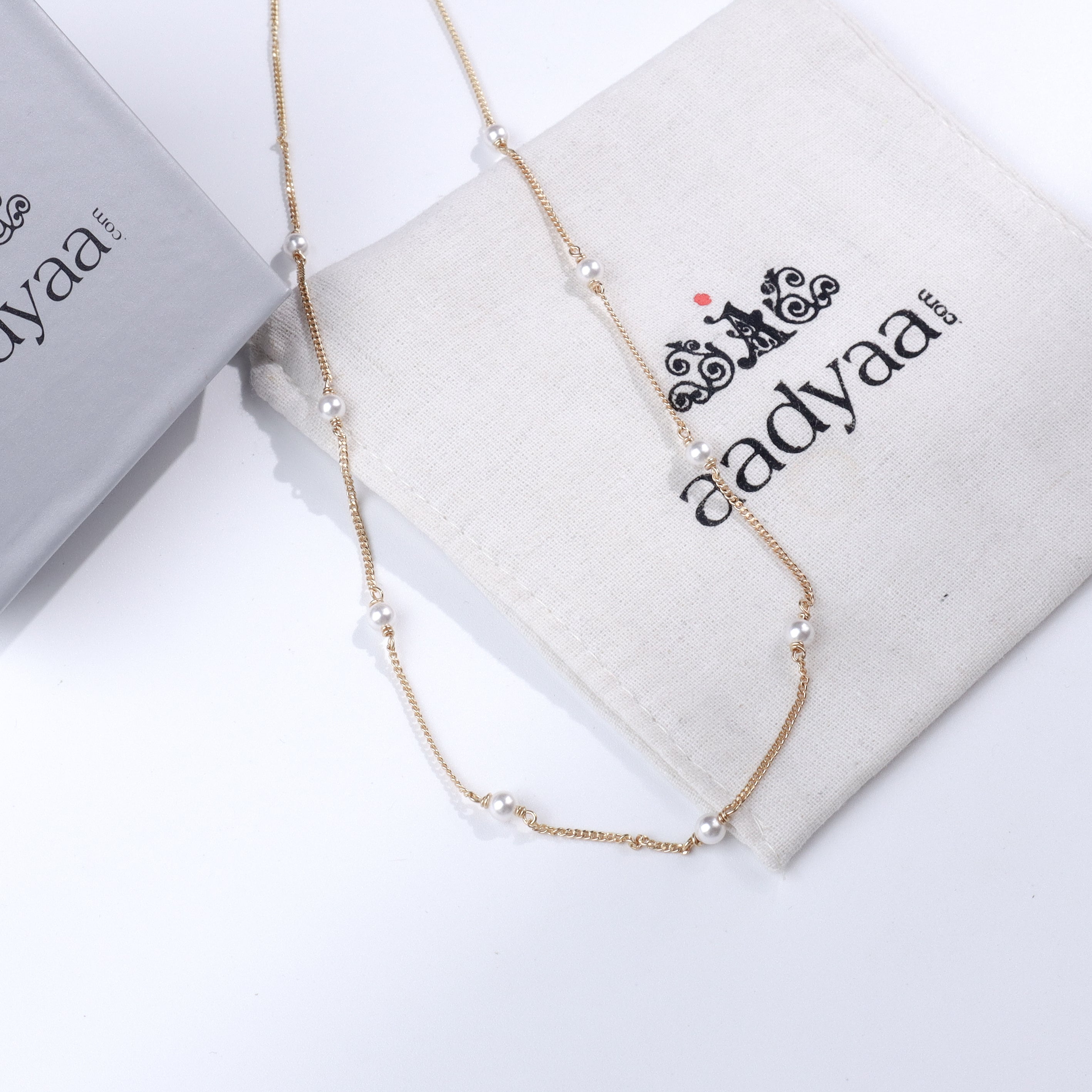 Pearl Chain Necklace - Silver Gold Plated