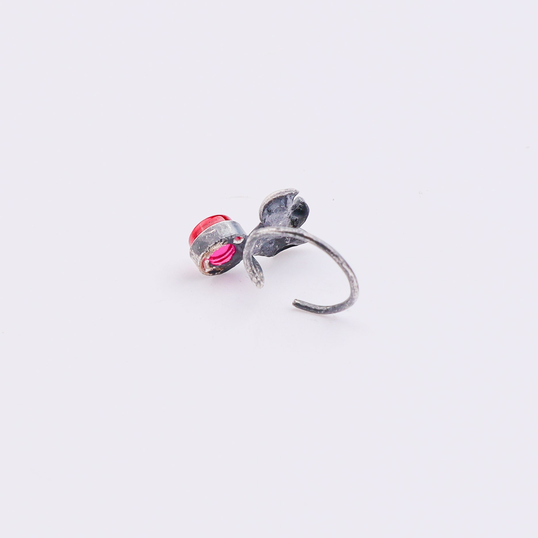 Oxidised Pink Petalfall Pierced Nose Pin (Large)