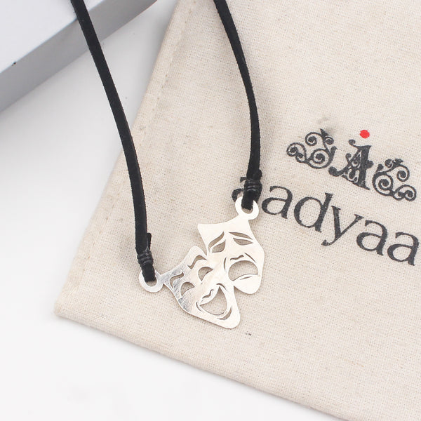 Melpomene and Thalia - Drama Pendant with Suede Cord