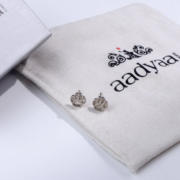 Silver paw stud earrings for pet lovers