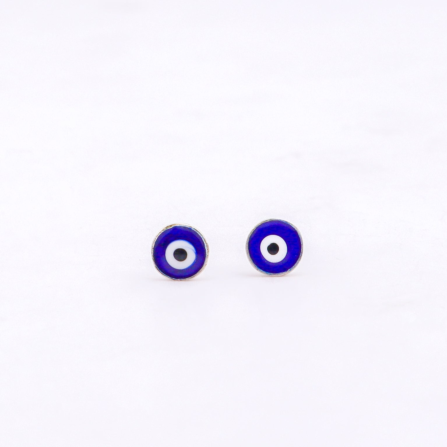 Sliver Evil Eye Stud Earrings