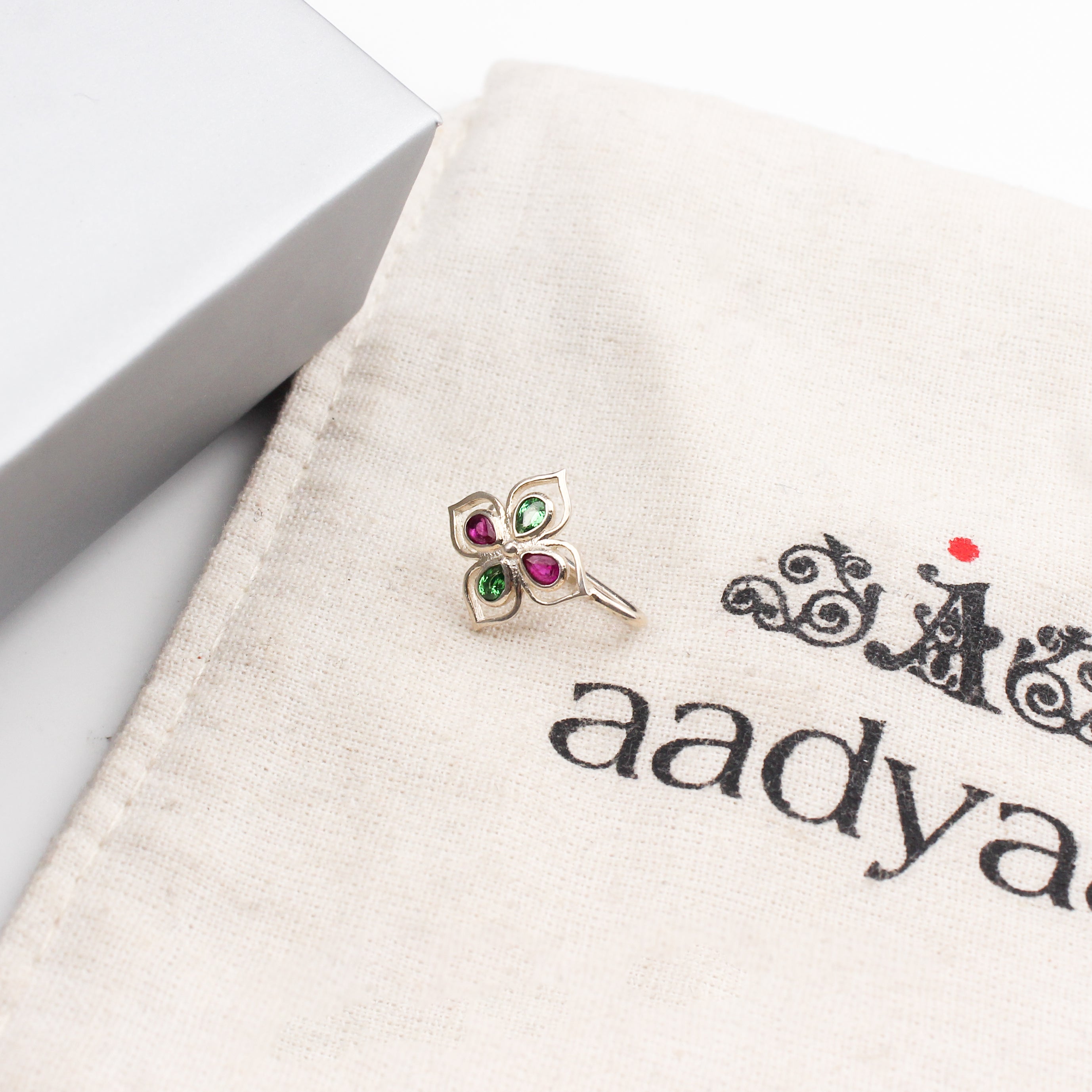 Silver Nakshatra Nose pin (Clip on)