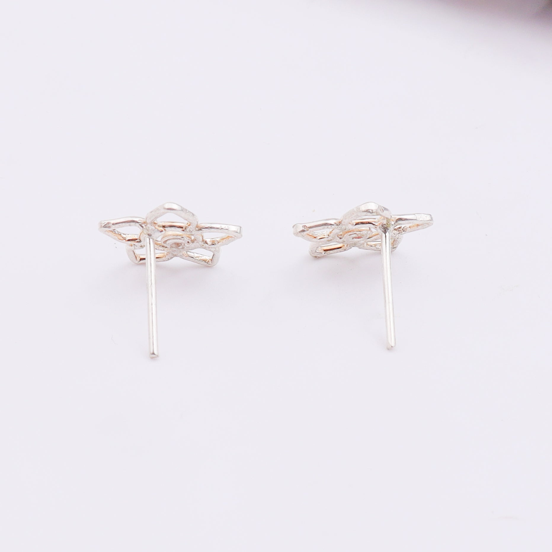 Sliver Flower and Pearl Earrings