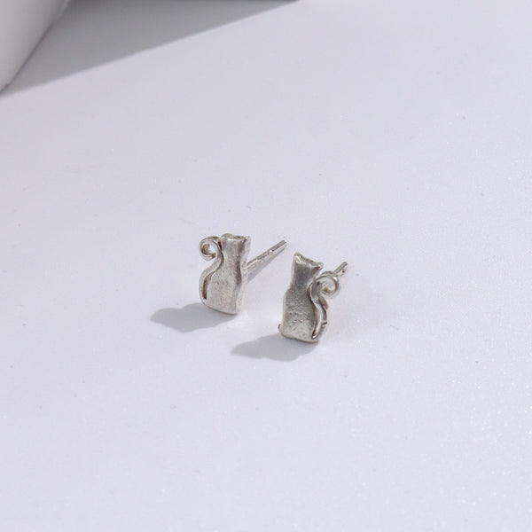 Silver cat stud earrings for jewelry lovers