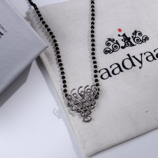 Silver Saraswati Mangalsutra (Small Motif)