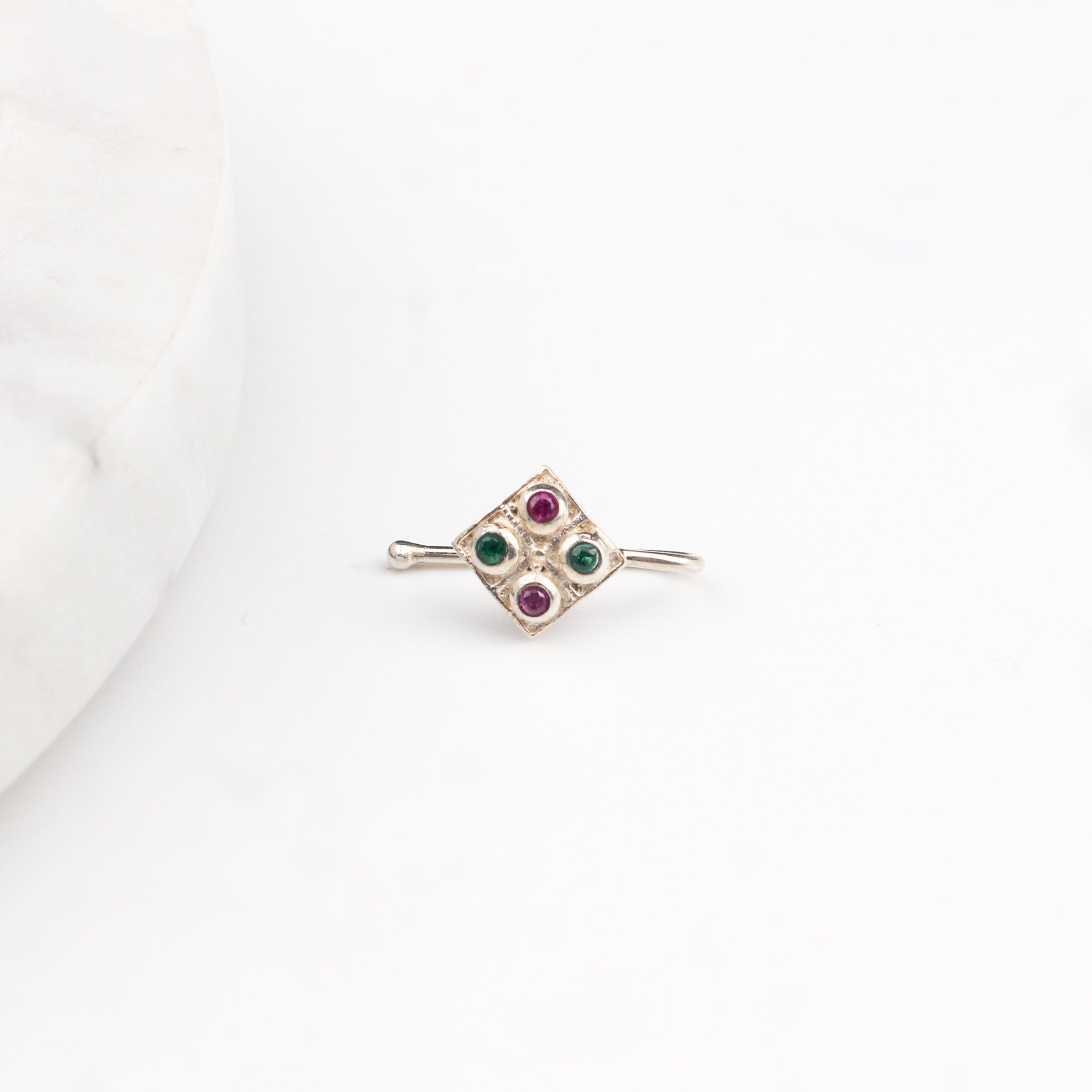 Silver Nakshatra Nose pin (Clip on)