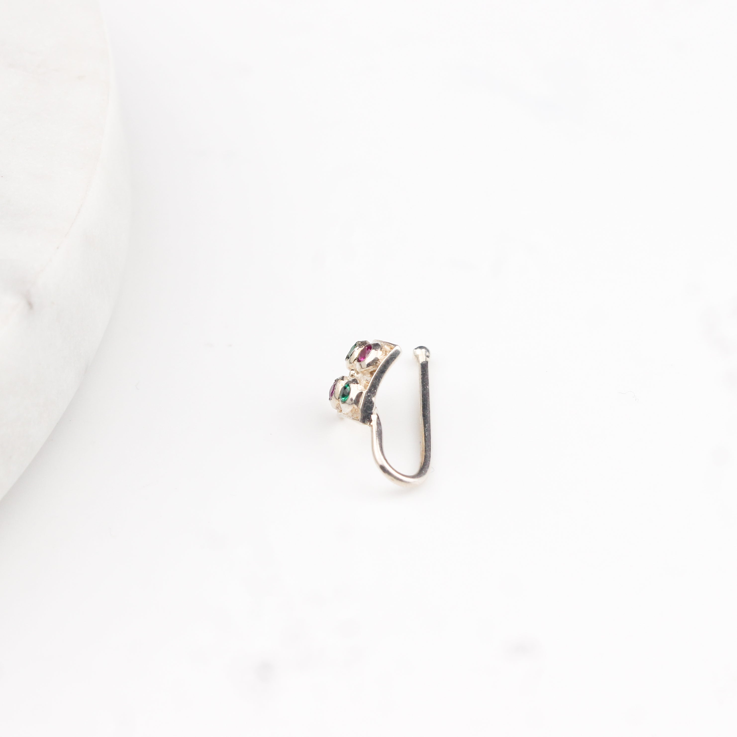 Silver Nakshatra Nose pin (Clip on)