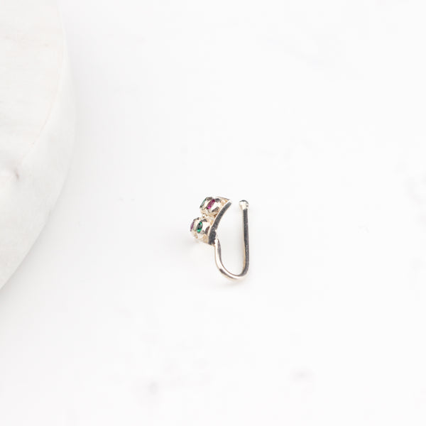 Silver Nakshatra Nose pin (Clip on)