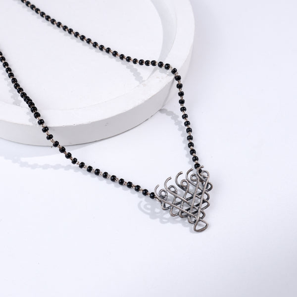 Silver Saraswati Mangalsutra (Small Motif)