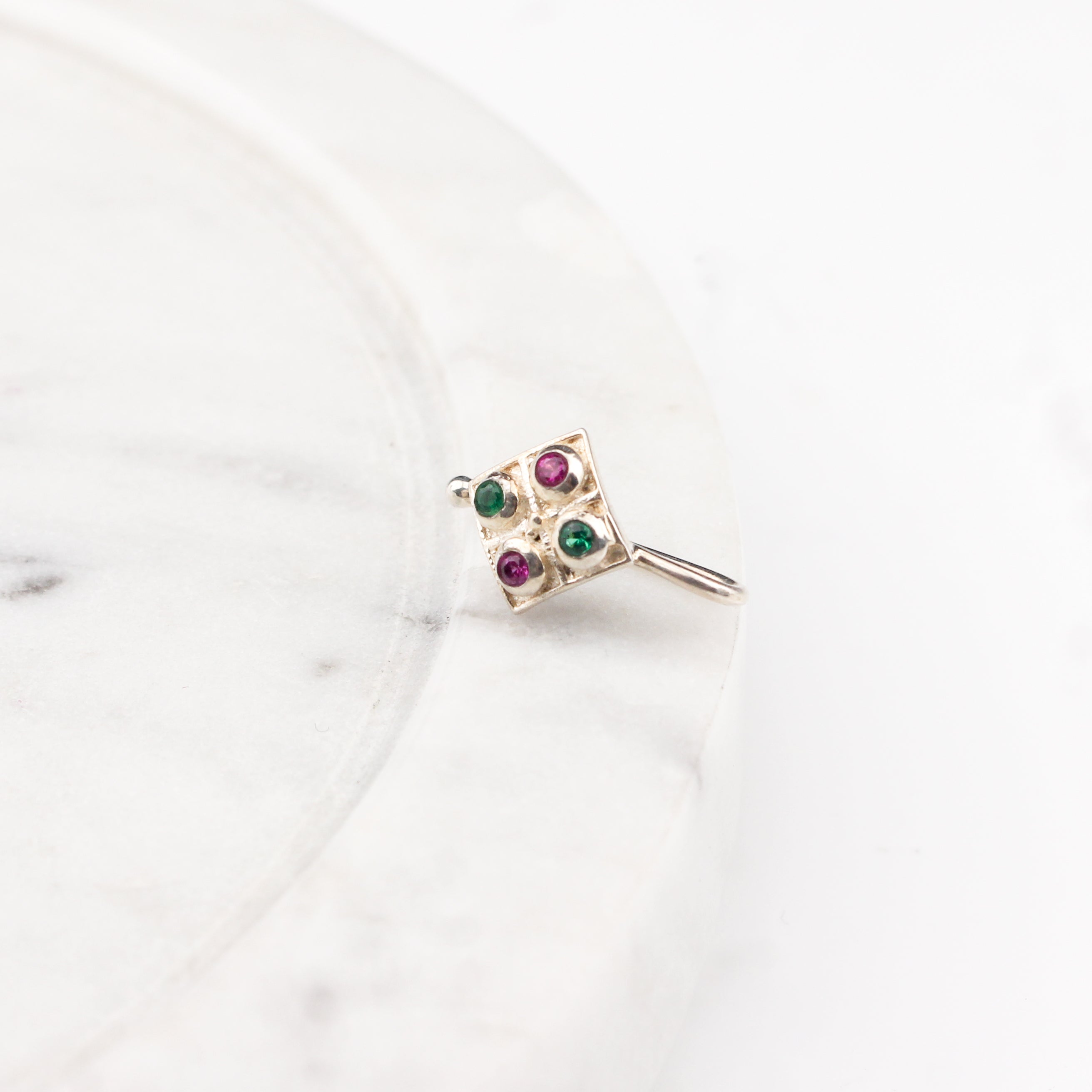 Silver Nakshatra Nose pin (Clip on)