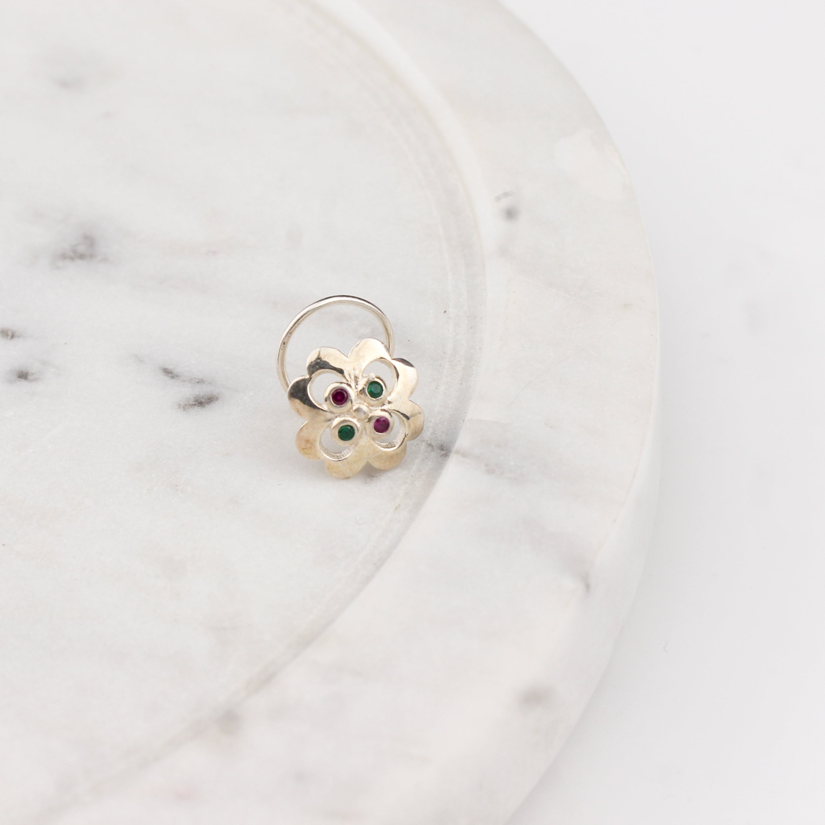 Silver Nakshatra Nose pin (Pierced)