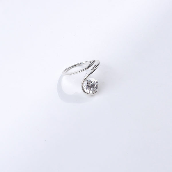 Sterling silver solitaire CZ ring with a large round stone