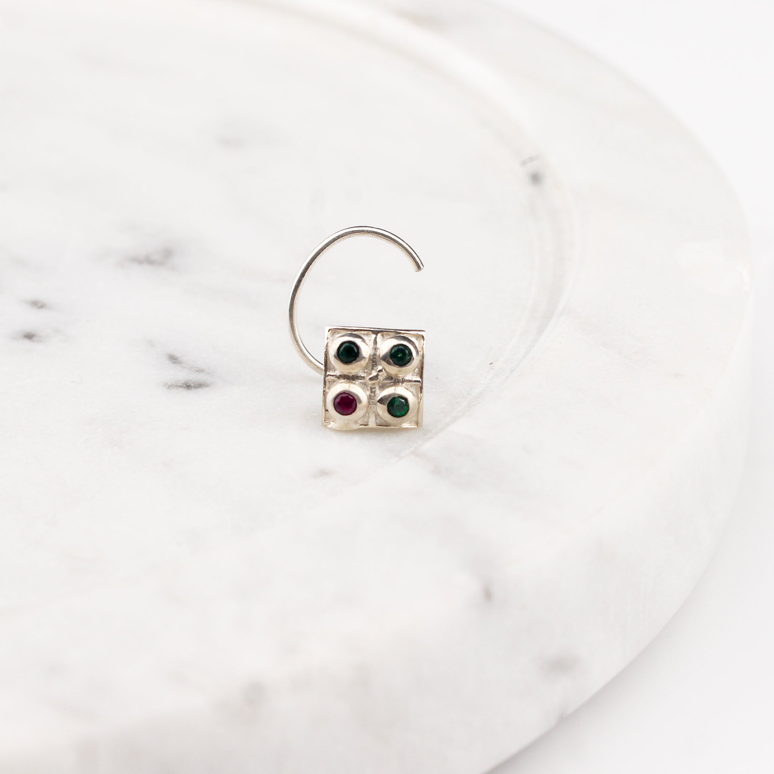Silver Nakshatra Nose pin (Pierced)
