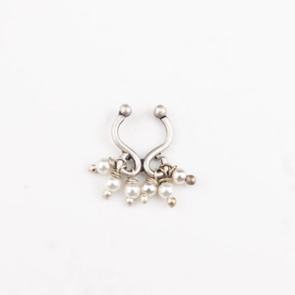 Pearl Latkan Nose-ring/Septum Ring ( Clip On )