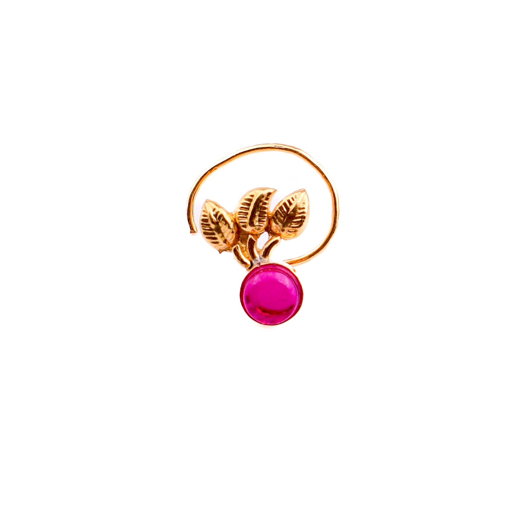 Pink Petalfall Pierced Nose Pin | 22K Gold-Plated (Large)