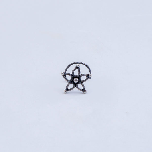 Handmade Silver Flower Nosepin (Pierced) - 5 Petals