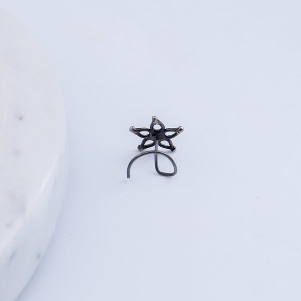 Handmade Silver Flower Nosepin (Pierced) - 5 Petals