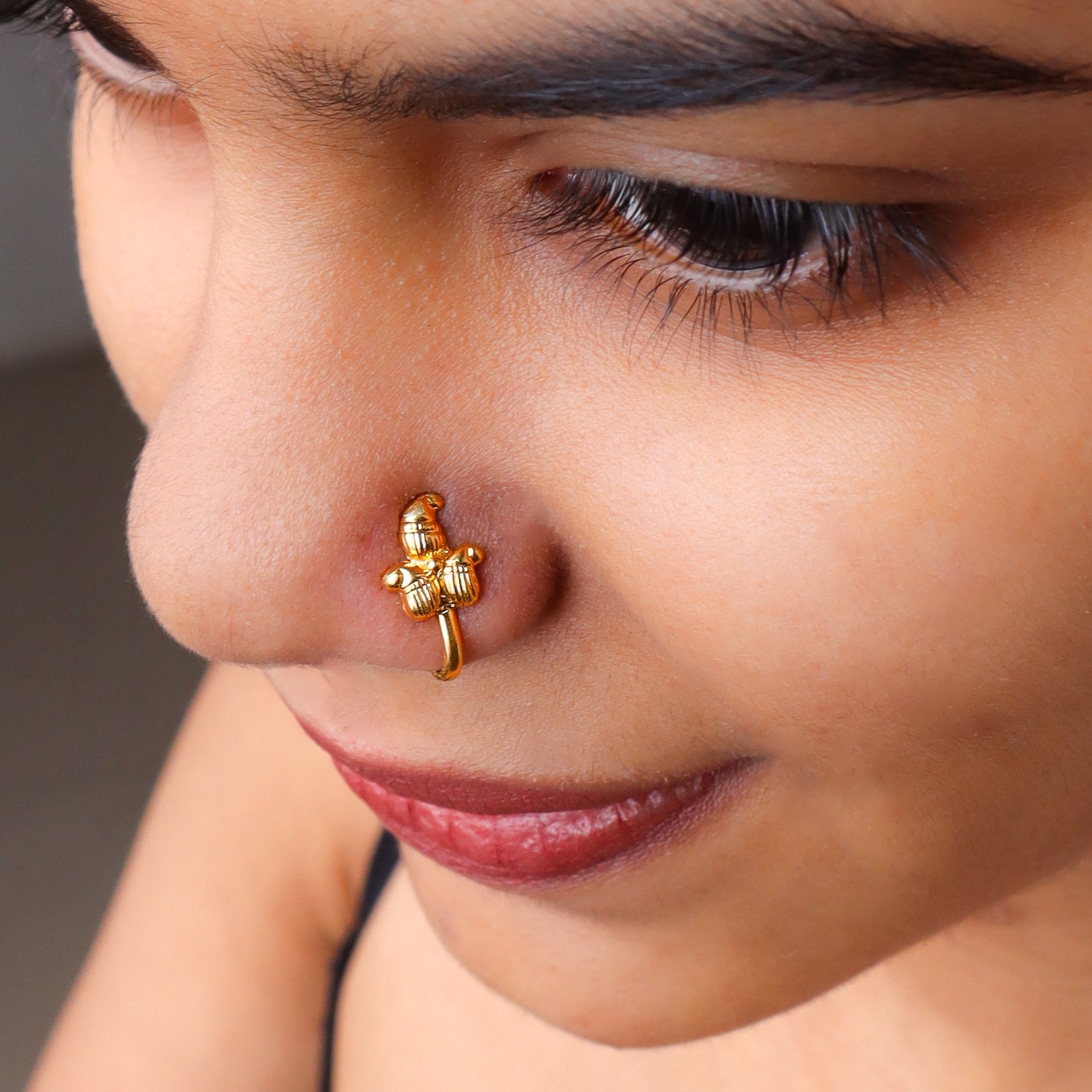Gold Koyari Nose Pin Clip-On for Women