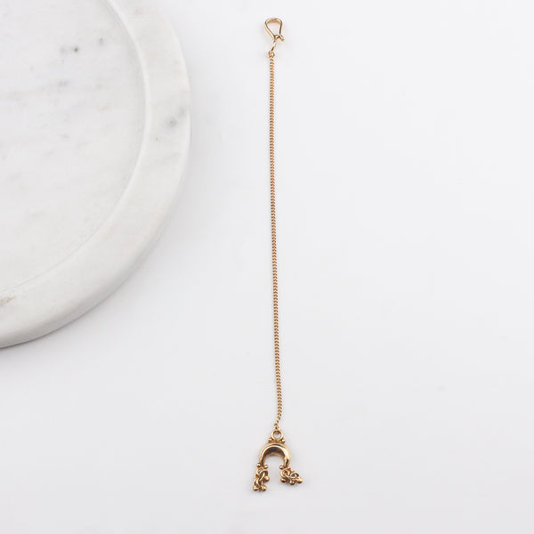 Silver Chandrakor Ghungroo Motif Maang Tika | 22K Gold Plated