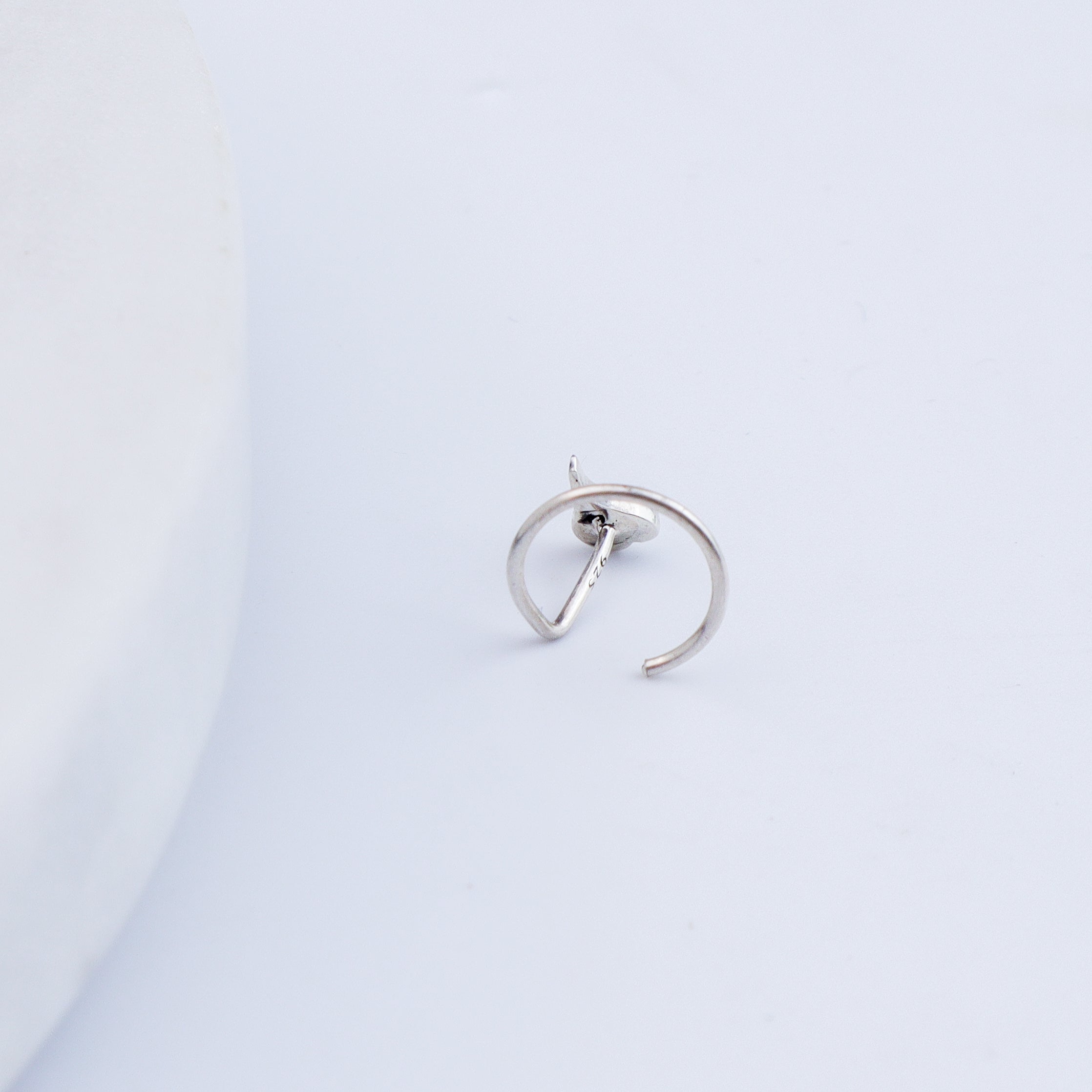 Peepal Leaf Nose pin ( Pierced ) - Silver oxidised