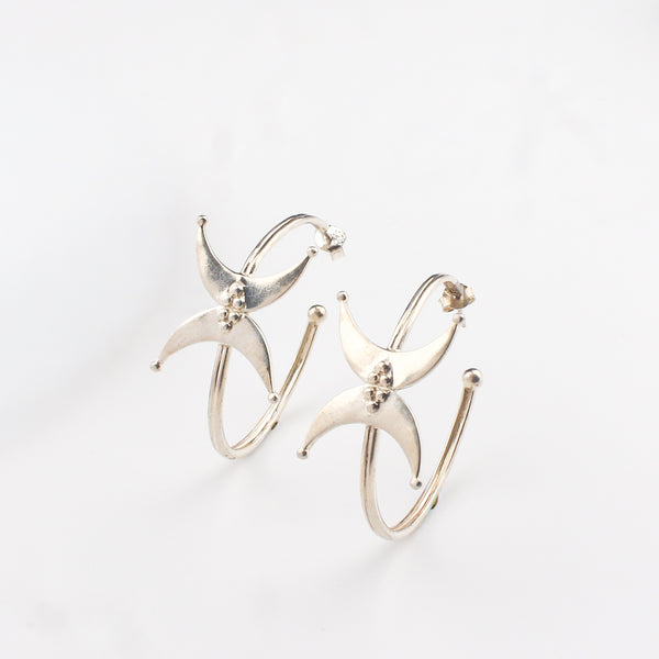 Silver Chandrakor Hoops