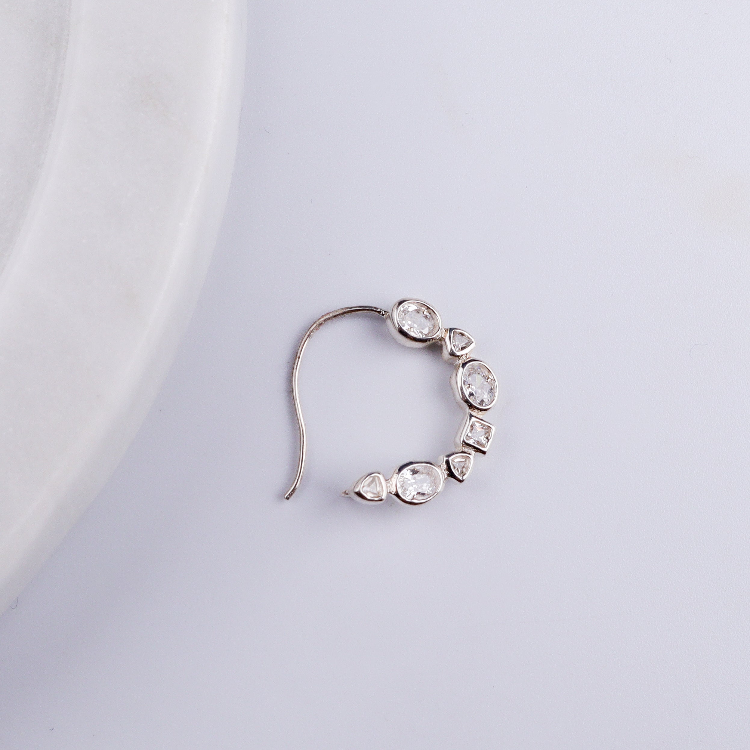 Silver CZ Nath Stones (Left, Pierced) | 92.5 Silver