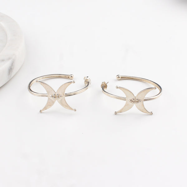 Silver Chandrakor Hoops