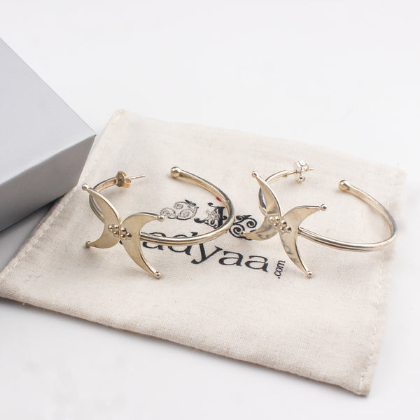 Silver Chandrakor Hoops