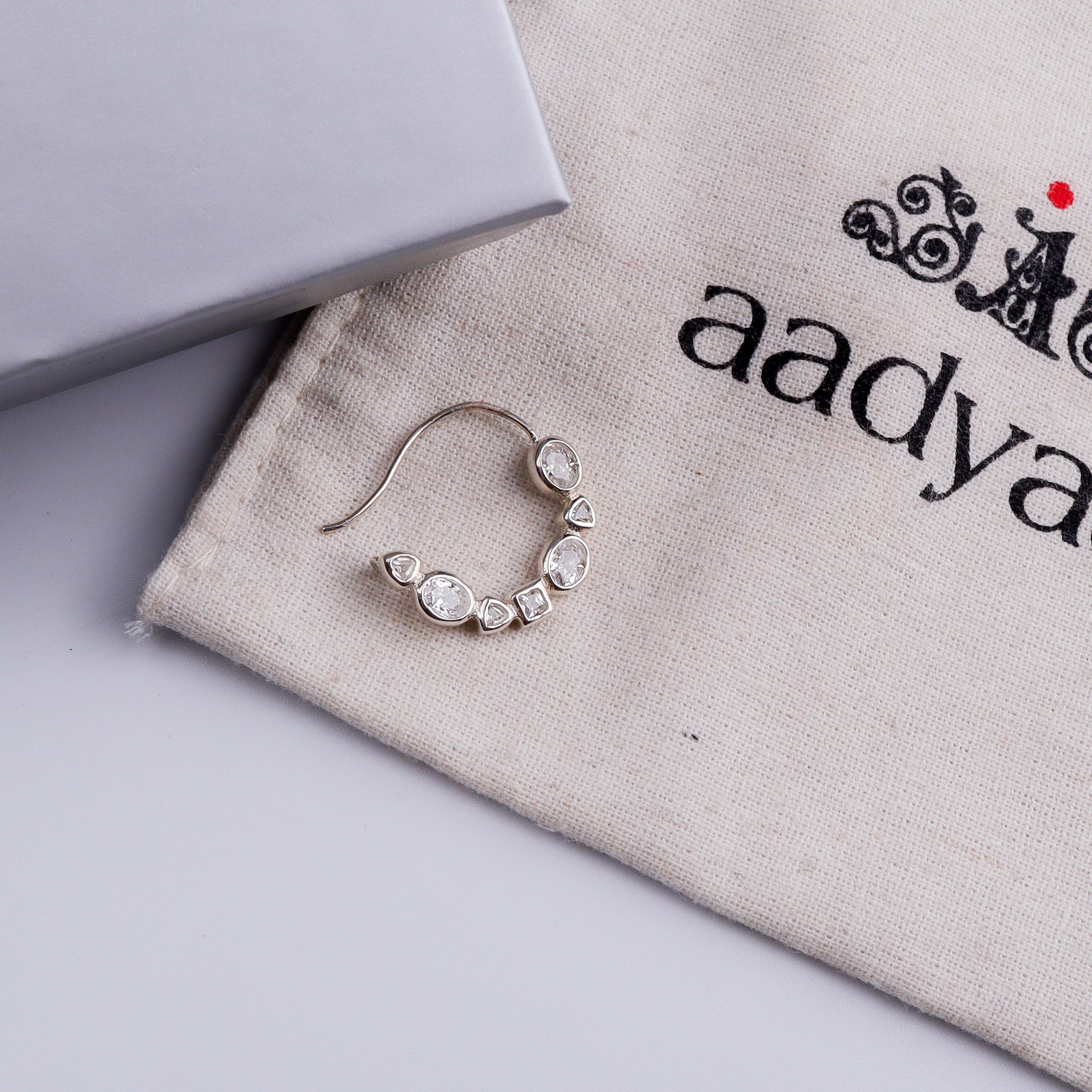Silver CZ Nath Stones (Left, Pierced) | 92.5 Silver