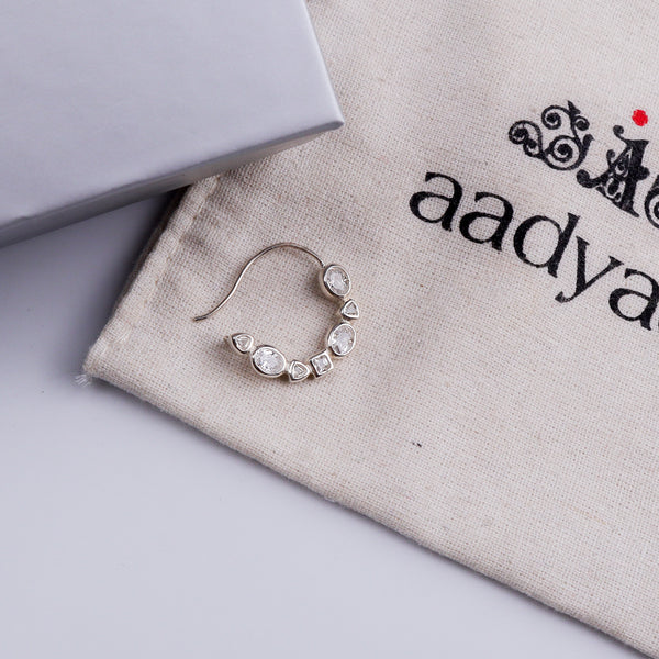 Silver CZ Nath Stones (Left, Pierced) | 92.5 Silver