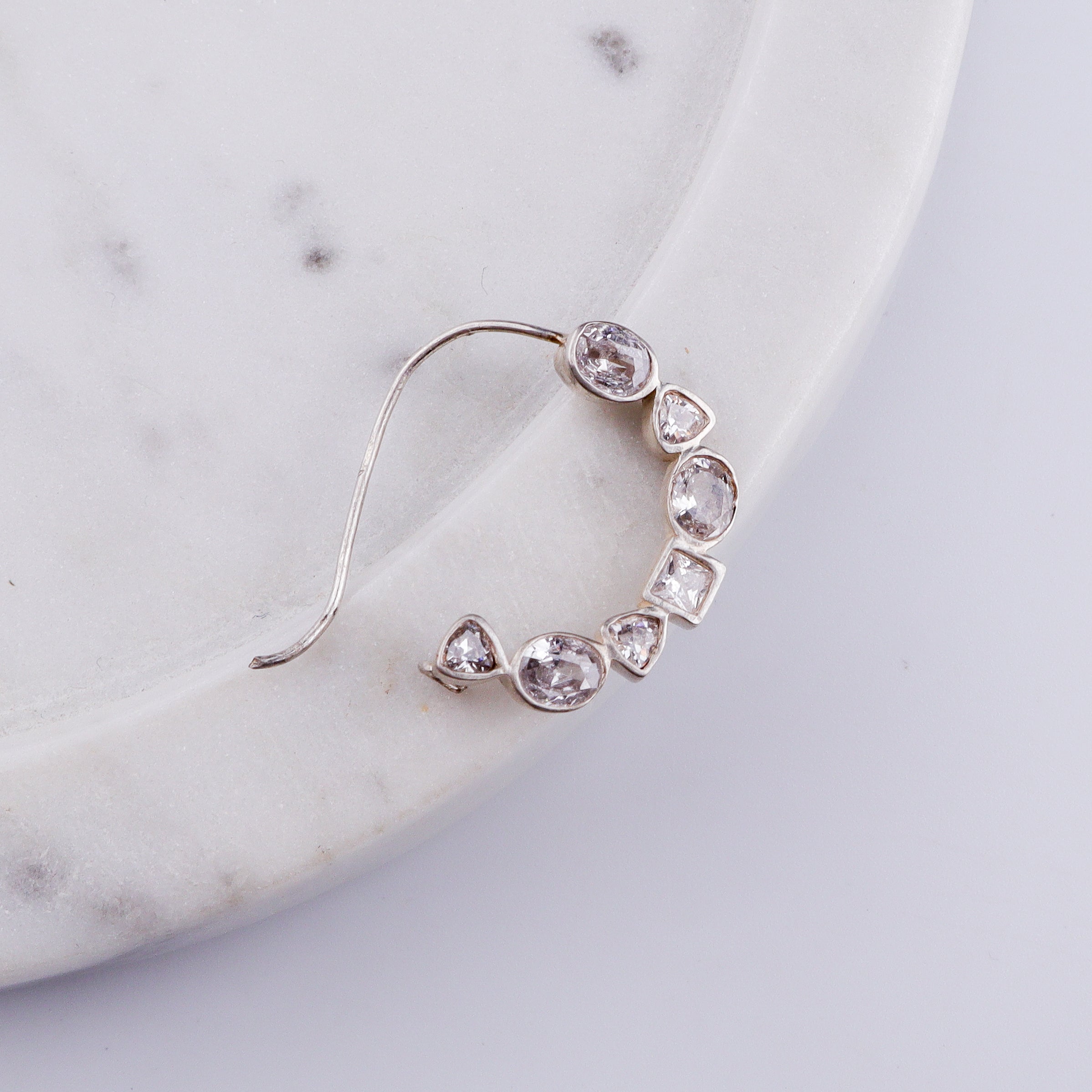 Silver Small Nath Stones | CZ | 92.5 Silver | (Left, Pierced)
