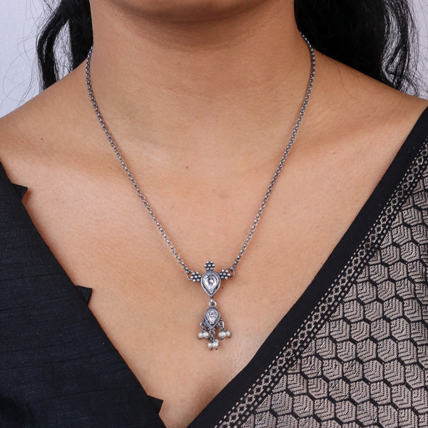 Silver CZ Kudi Tanmani Set with Pearls