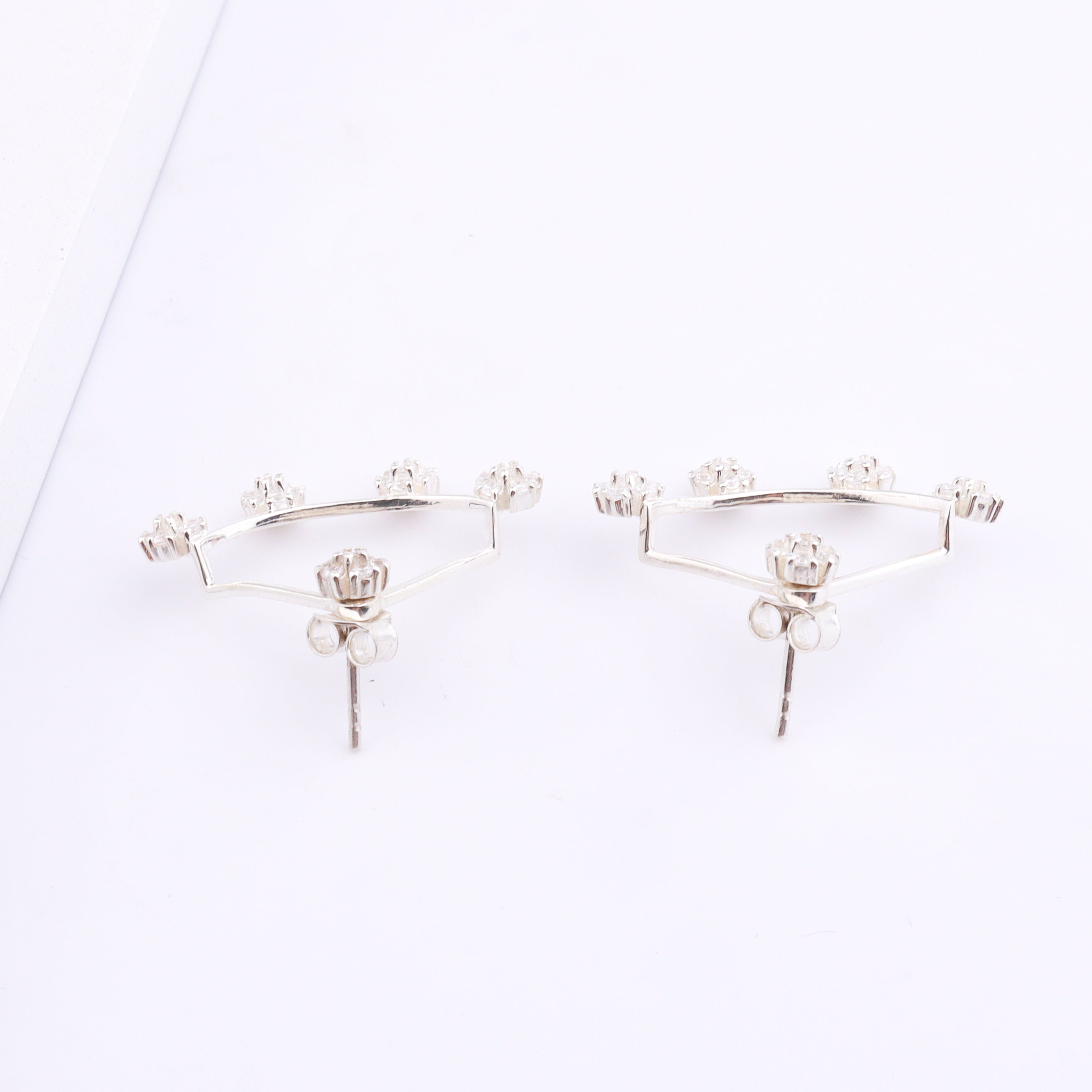 Flower CZ Jacket Earrings